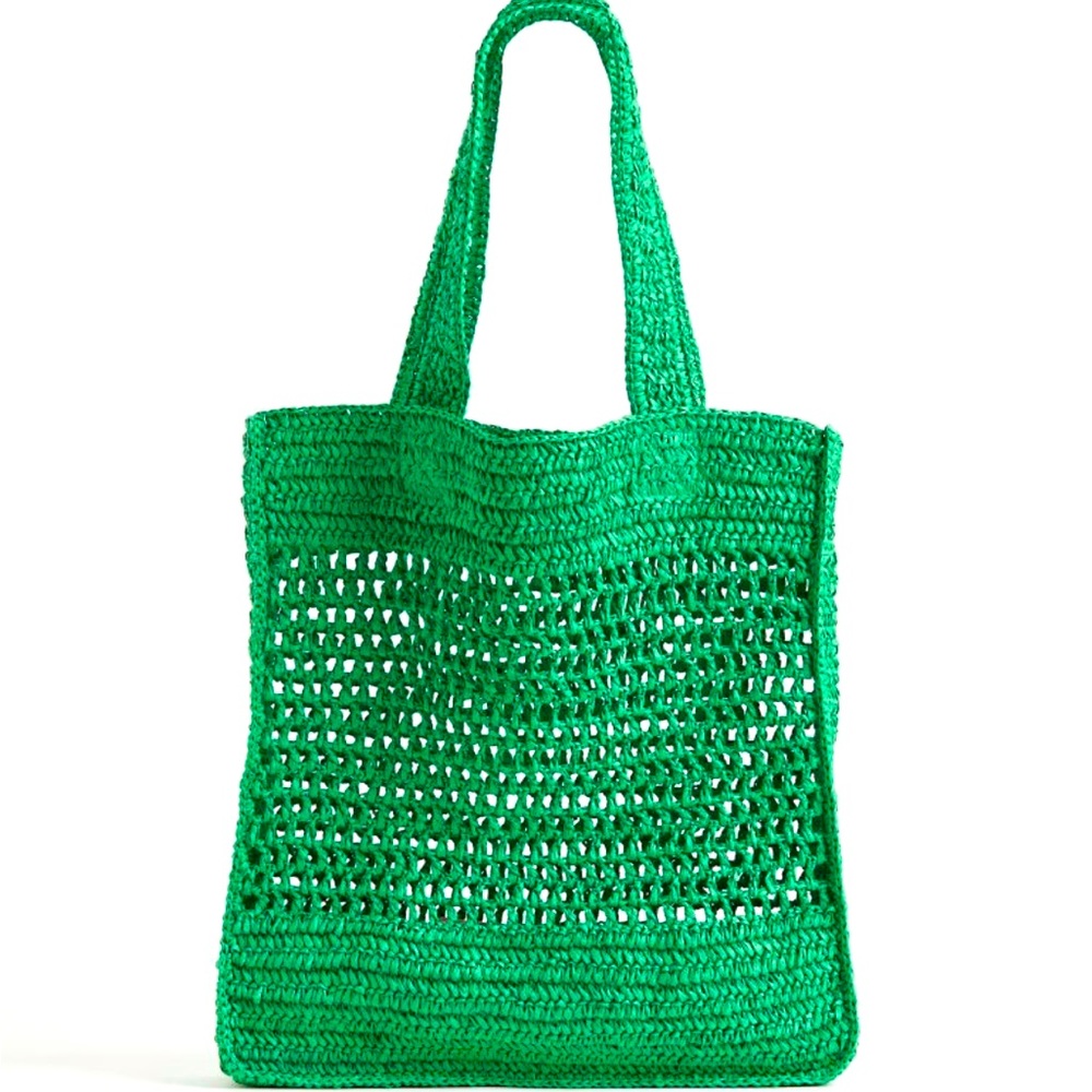 H&M straw tote in green